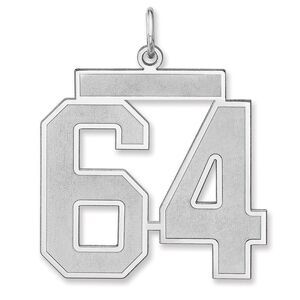 Sterling Silver, Jersey Collection, Extra Large Number 64 Pendant